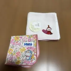 ムーミン　ドラえもん　ハンカチ2枚セット