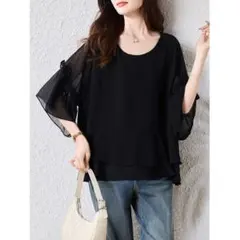 涼しい おしゃれ度高め ゆったり 無地 ブラウス 着痩せ 大きいサイズ 夏物