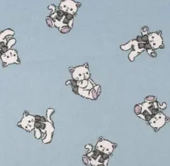 ミルクラテ　シーチング　ねこちゃん　ブルー　生地　1m