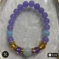 開運来福✨✨アクアマリン＆アメジスト＆シトリン＆ラベンダー翡翠他ブレスレット