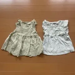 petit main 刺繍ノースリーブシャツ 90cm 2点セット