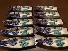 清水焼向付　仁清流水舟形向付5客　国産本杉屋根5個　新品未使用　京焼 清水焼向付 仁清流水舟形向付5客 国産本杉屋根5個 新品未使用 京焼