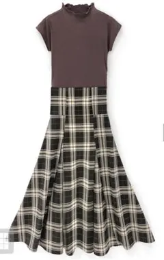 チェック柄バックレースアップワンピース[rut934]