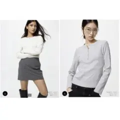 UNIQLO リブヘンリーネックT 2点セット
