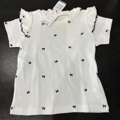 アプレレクール　リボン柄フリル袖Tシャツ 100cm