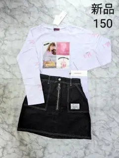 ラブトキシック　新品　フォト転写プリント長袖Tシャツとジップ台形スカパン