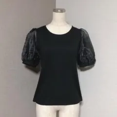 イング オーガンジー ボリュームスリーブ トップス ブラック