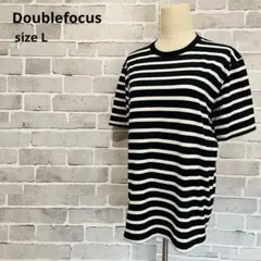 Doublefocus ボーダー Tシャツ L 黒 白 半袖 カットソーB853