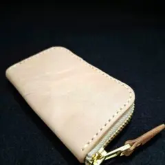 4連キーケース　ナチュラル✕ベージュ　Aタイプ　栃木レザー　天然キズ強め