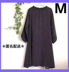 最終値下げ‼️ワンピース　レディース　Mサイズ　長袖　春服　柄　ブラック