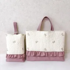 レッスンバッグ 上履き入れ ヌビ チューリップ刺繍 - メルカリ