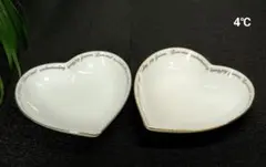 未使用　4℃　ペア　ハートボウル　メッセージ　ゴールド&プラチナ　2枚セット