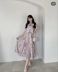 【お値下げ可♡】Anmilleアンミール ビックチェックリボンワンピース