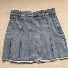 GU デニム プリーツスカート フリンジ仕上げ