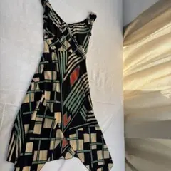 ANNA SUI 幾何学模様 ノースリーブ ロングワンピース