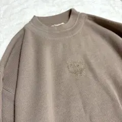 美品 MCM エムシーエム ニットセーター ロゴ刺繍 ベージュ