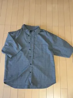 MONO-MART メンズ　グレー チェック柄 半袖シャツ L