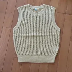 メッシュクルーネックショートセーター/ノースリーブ イエロー