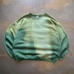 一点物boro　鬼フェード　ボロ　スウェット　褪色　モスグリーン　ロゴ　XL
