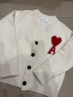 アミパリ　ハート刺繍 カーディガン ホワイト
