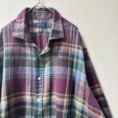 【大人気】ポロラルフローレン チェックシャツ XXL 長袖 マドラス　ネルシャツのサムネイル