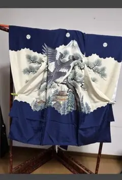 男の子用お祝い着★お宮参りや七五三、お正月用に◎五つ紋　縁起のいい鷹のデザイン