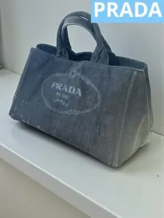 PRADA プラダ カナパ デニム トートバッグ グレーB2642B