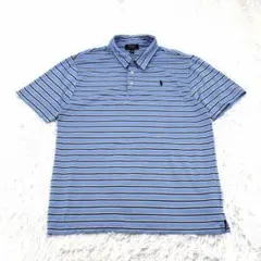 POLO RALPH LAUREN ポロシャツ ボーダー 水色 M相当