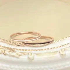 極細ローズゴールド ステンレスリング ステンレス指輪 ピンキーリング ペア