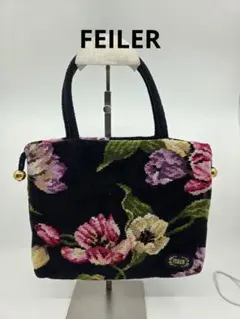 FEILER フェィラー ハンドバッグ 花柄 シェニール織 ブラックのサムネイル
