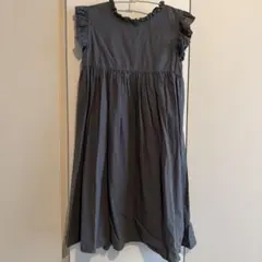 코카 프릴 넥 민소매 원피스 회색