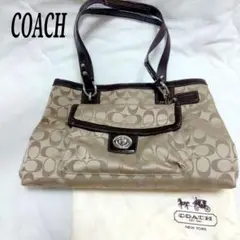 【美品】COACH コーチ シグネチャー トートバッグ F19043ターンロック