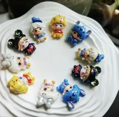レジン混合スタイル カラフル 0.2cm 縦穴リボンキャラクター装飾ビーズ