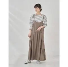 【earth music&ecology】　サテンティアードワンピース　ゆったりのサムネイル