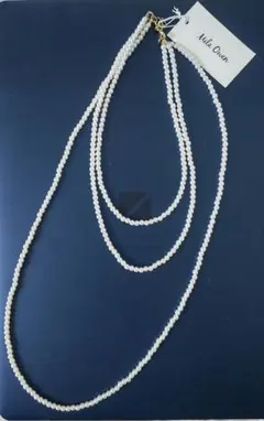 新品未使用 Mila Owenホワイト淡水ミニパール3連ネックレス