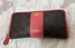 COACH 長財布 ブラウン ピンク