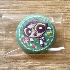 バターカップ 缶バッジ 刺繍 パワーパフガールズ