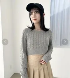 Heather Polo グレー ケーブル編み POLO BCS ケーブルニット