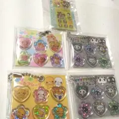 おはじきシールフレーク風キーホルダー　なっとうちゃん　モノクロパンダ