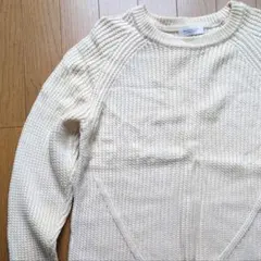 UNITED ARROWS BY ツイスト アゼ クルーネック ニット毛100%