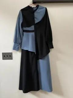 バイカラーシャツワンピース 長袖 Aライン