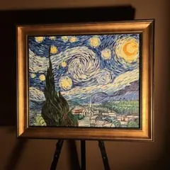 ☆秀作☆ 手書き油絵 ゴッホ アルルの跳ね橋 額付 肉筆絵画 インテリア