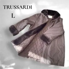 美品【TRUSSARDI】ダウン　キルティング　ファー　ブラウン　ロング　Lのサムネイル