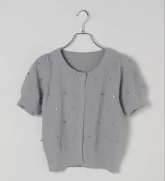 Heather ビジューニット半袖カーディガンのサムネイル