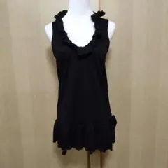 【Mignon】フリルチュニック 黒 Ｍのサムネイル
