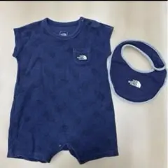 ノースフェイス　ロンパース＆スタイセット　ネイビー