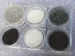 No.51 黒系〜シルバー系　ラメパウダー６色セット