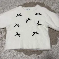 INGNI リボン付きホワイト半袖ニット