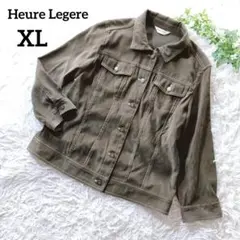 ウールレジェール　デニム風シャツジャケット　XL　ブラウン系　配色ステッチ619のサムネイル