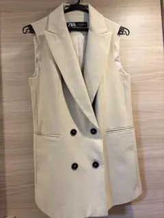 ZARA ベージュ ダブルブレスト ベスト XS ジレ
